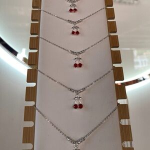 Silver Cherry Pendant Necklace
